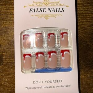 Christmas Red Tip Press-On Nail Set 24 pcs